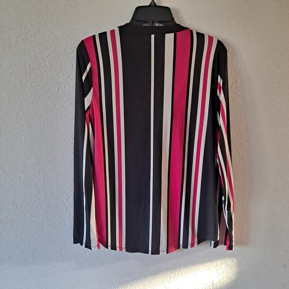 International Concepts Pink and black striped blouse - Picture 5 of 5